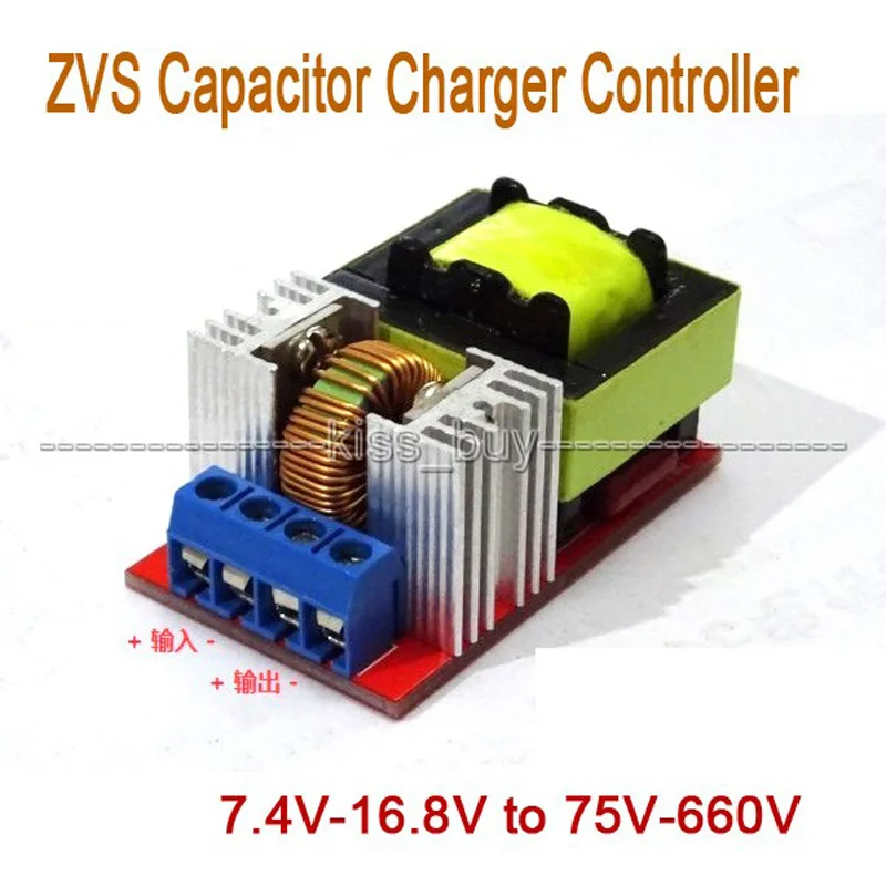 

Electromagnetic gun charger DC-DC 7.4V-16.8V to 75V-660V 450V Battery Booster High Power ZVS Boost Capacitor charging Controller