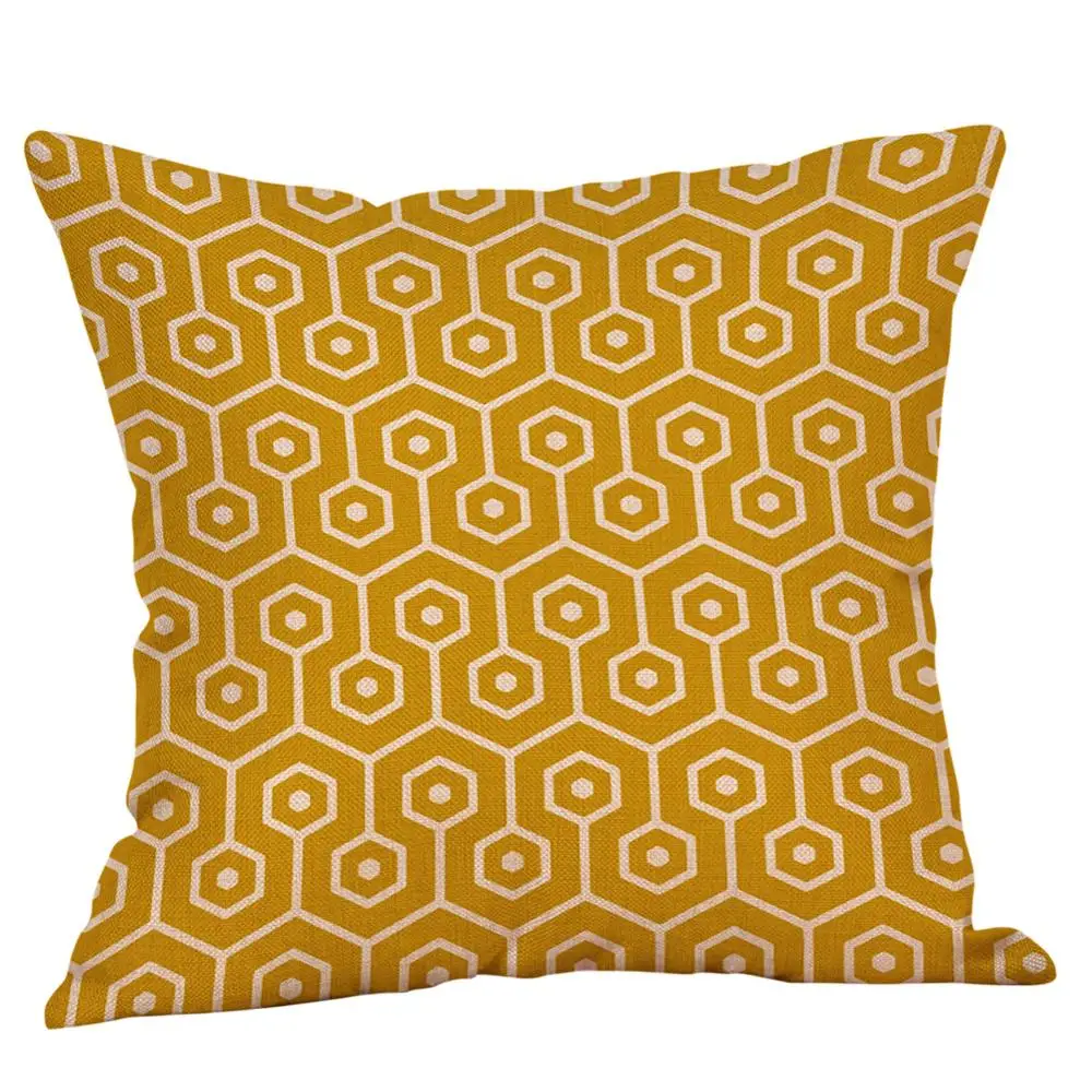 Decorative Cushion Cover Geometry Print Linen Sofa Fall Pillows Covers Christmas Decorations for Home Housse Coussin 45*45 # | Дом и сад