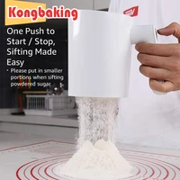 kongbaking electric flour sieve icing sugar powder handheld stainless steel flour screen cup shaped sifter pastry cake tool