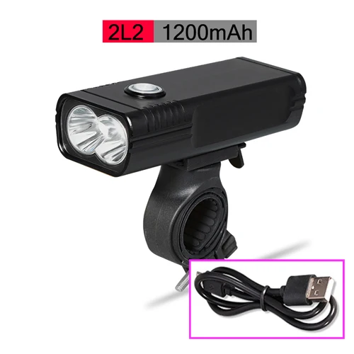 2L2 1200 no rear NEWBOLER 5200mAh Велосипедный свет дальнего света L2/T6 USB Перезаряжаемый комплект велосипедных фар Водонепроницаемая светодиодная фара power Bank Аксессуары - Цвет: 2L2 1200 no rear