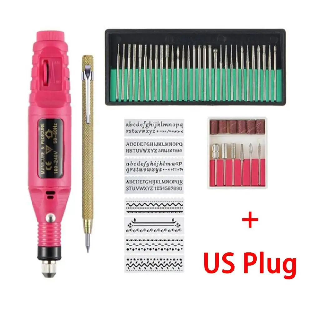 

53 шт Электрический микро-гравер ручка Мини Diy фрез для маникюра/педикюра ручка Набор инструментов металлическая со стеклокерамическим элек...