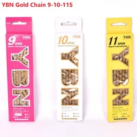 ybn ultralight bike chain 9 10 11 speed bicycle chain 116l golden gold mtb road bike chain for shimano sram campanolo system