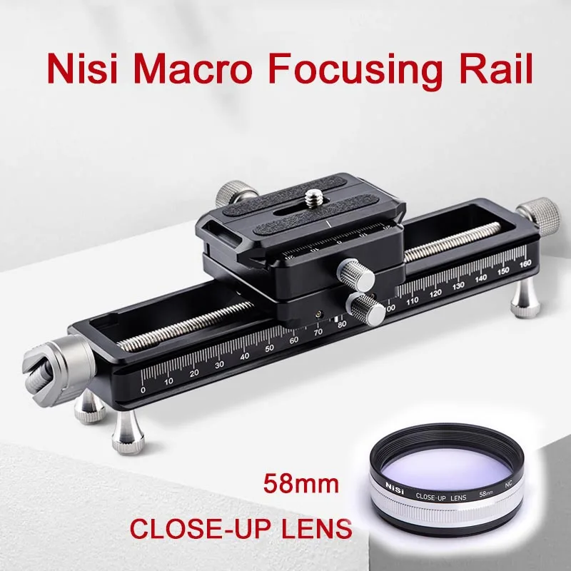Nisi NM-180 Macro Focusing Rail Photography Camera Rail Portable Desktop Shooting Slide Rail Macro 58mm CLOSE UP LENS For Video
