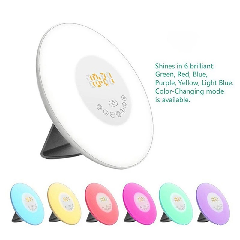 

Wake Up Light Alarm Clock Sunrise/Sunset Simulation Digital Clock Touch Control Table Clock With FM Radio Snooze Function