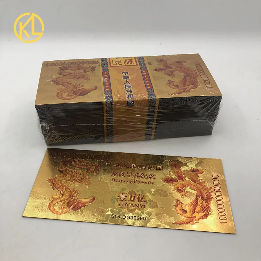 Новые китайские золотые банкноты YIWANYI Dragon 1000000000000 юаней для коллекционных