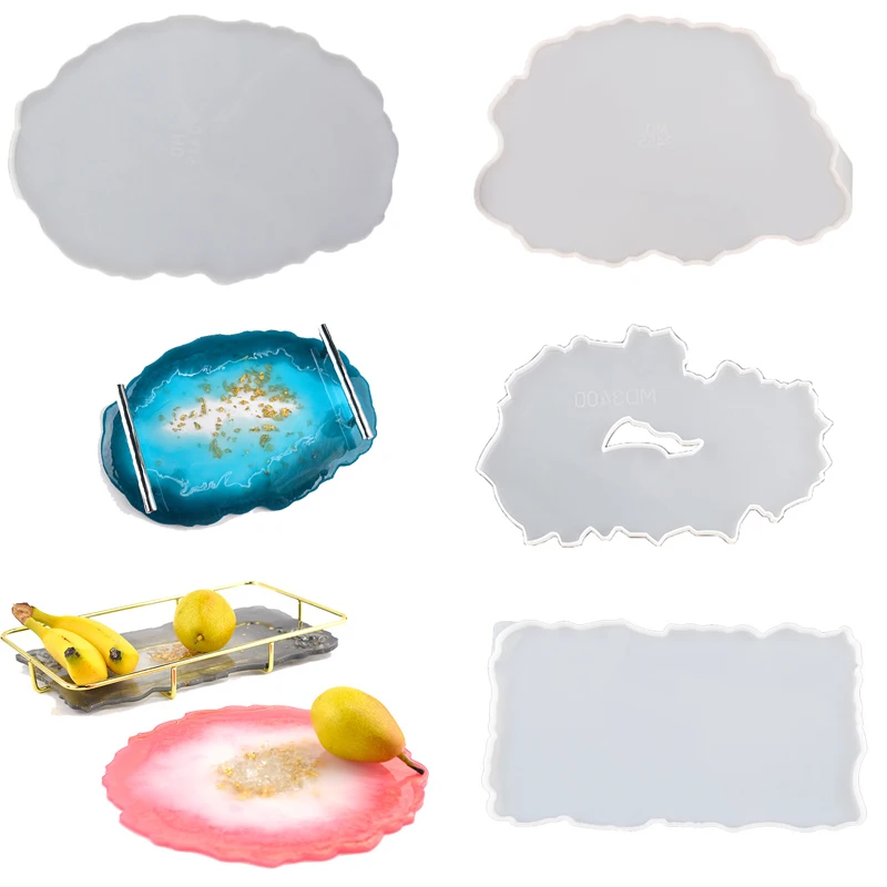 TC091 3Pcs Irregular Fruit Tray Mold DIY Resin Mold Silicone Cake Large Coaster Geode Cup Holder Mould