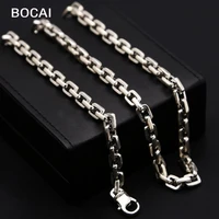100 real solid s925 pure silver circle lattice men retro box 7mm chain necklace for man thai silver man necklaces
