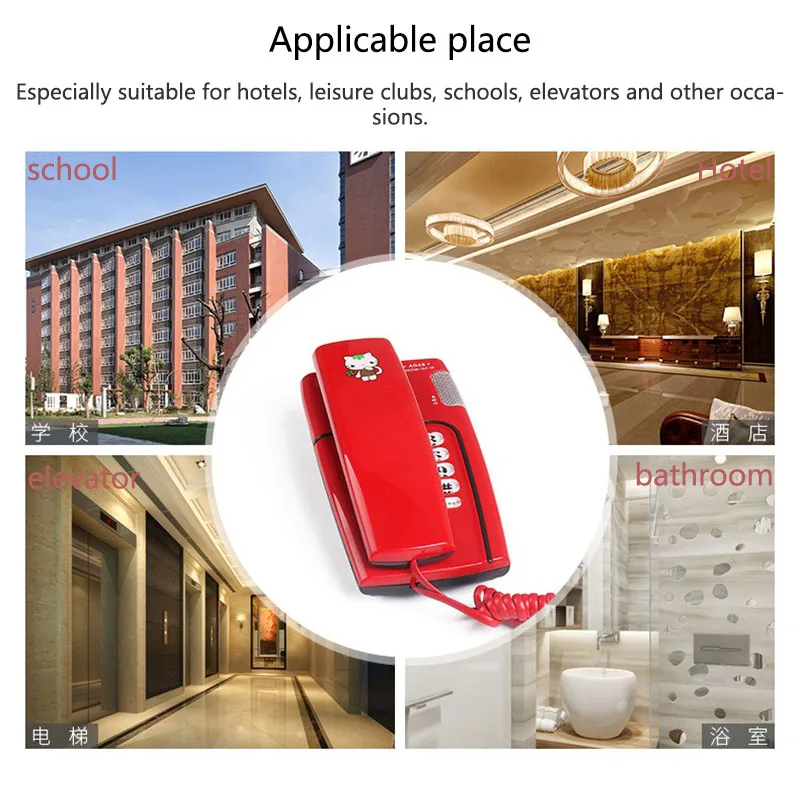 wall mountable trimline corded phone with calling light mute pause redail cute cat desktop telephone for home office free global shipping