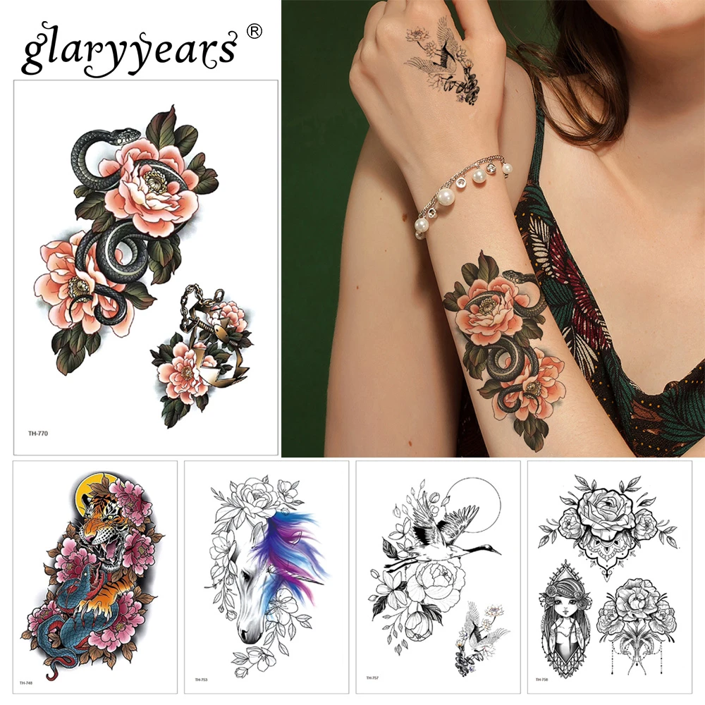 Временная тату-наклейка glaryyears 15*21 см 1 лист | Красота и здоровье