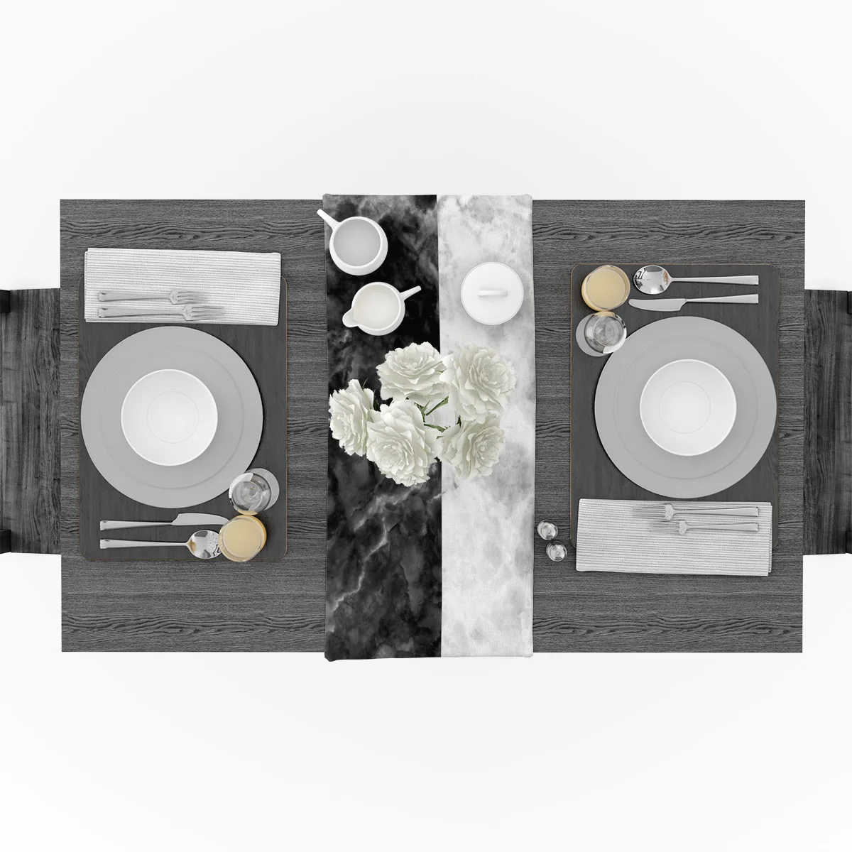 Белый черный мрамор натуральный современный Настольный бегун для свадебной