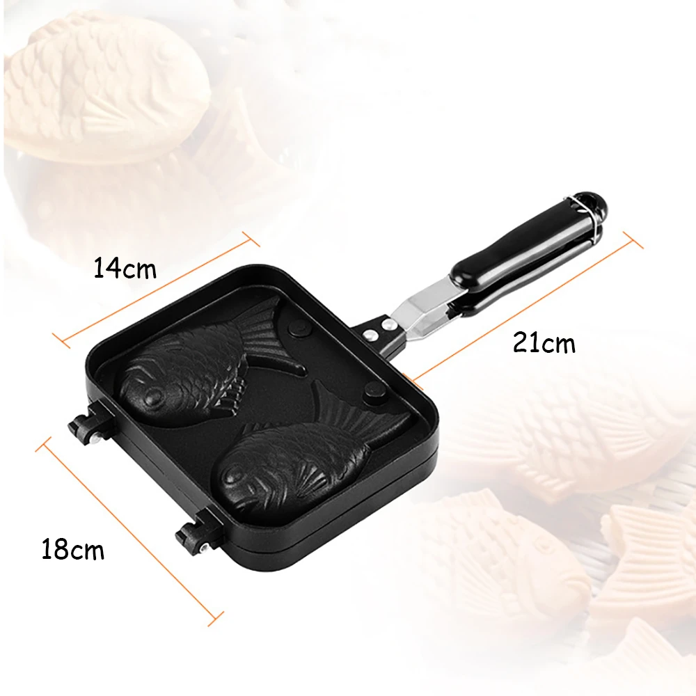 

Taiyaki Japanese Fish-Shaped Bakeware Waffle Pan Maker Japanese Pancake Double Pan Stainless Steel Frypan Home Cake Tools