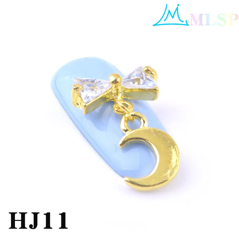 HJ11-10pcs 10 шт./лот, циркониевые украшения для дизайна ногтей, подвесные модели для ногтей, алмазные длинные висячие металлические Стразы для ногтей, изысканные Кристальные Звездные бриллианты - Цвет: HJ11-10pcs