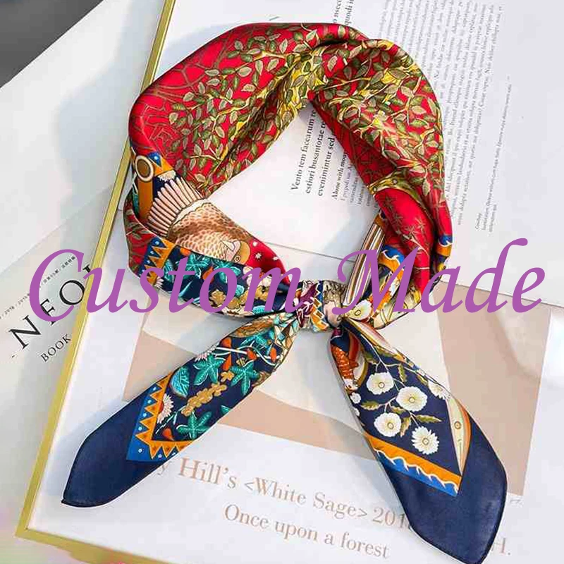 

Spring Small Silk Scarf For Women Headband Neck Hair Tie Band Bag Warp Soft Strap Neckerchief Hijab Headscarf Foulard WJ10010JYT
