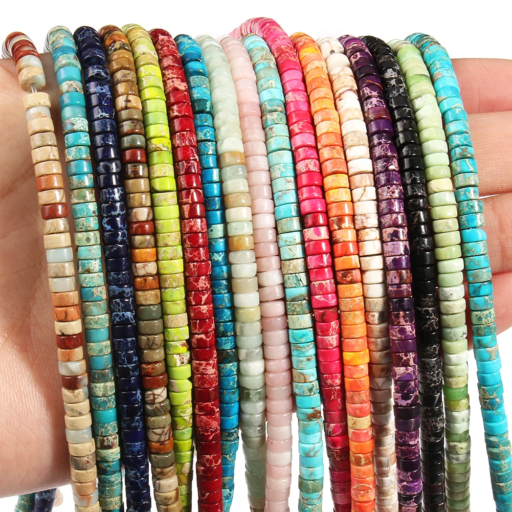 

2x4mm Natural Sea Sediment/Magnesite/Turquoises Stone Spacer Beads For Jewelry Making DIY Charm Bracelet Earring Necklace 15"