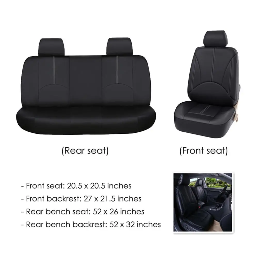 

4 / 9Pcs Car Seat Cover Interior Accessories Universal Rear Bench Cover Full Set Car-Styling Pu Leather Car Protector Seat Cover