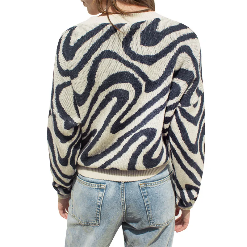 Женский трикотажный свитер с длинным рукавом V-образным вырезом | Женская одежда