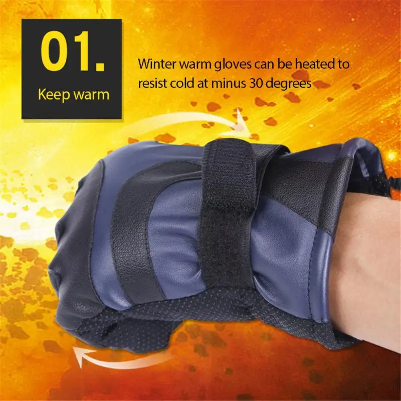 

Waterproof Smart Heated Electric Heat Warm Motorcycle Men and Women Heated Gloves Four-speed Thermostat