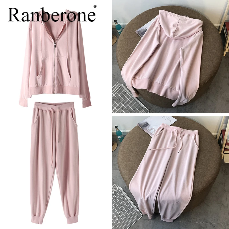 2020 New Autumn Winter 2pcs Sport Sets Women's Tracksuit Long Sleeve Hoodie Top+Sweatpants Warm Outfits Running Suit Sportswear