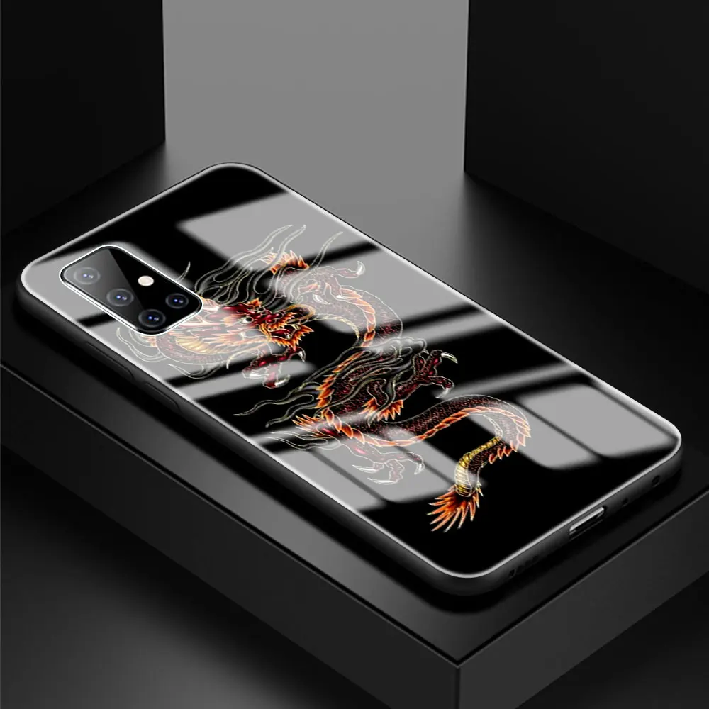 

Case For Samsung Galaxy A51 A50 A71 A70 A31 A10 A21s A91 A40 A30 A41 A11 Tempered Glass Phone Cover Dragon China Style
