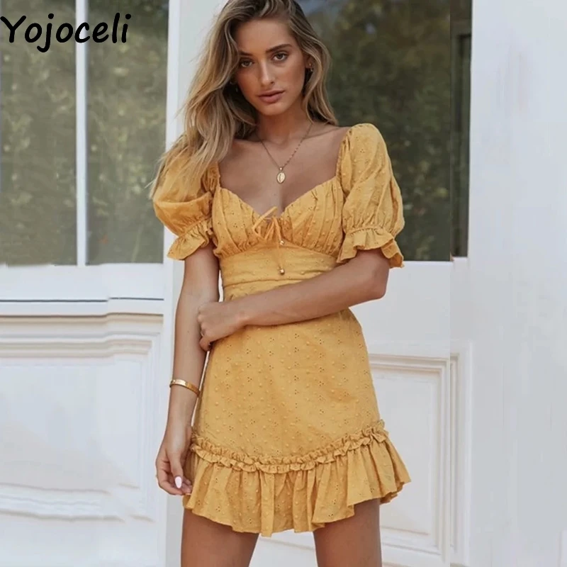 Женское короткое плиссированное платье Yojoceli Элегантное повседневное пляжное с