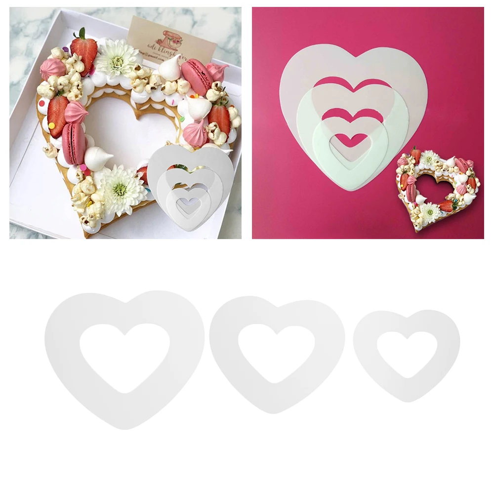 

6/8/12inch Heart Shape PET Plastic Cake Mold Decorating Tools Confeitaria Maker Useful Baking Accessories DIY Cake styling tools