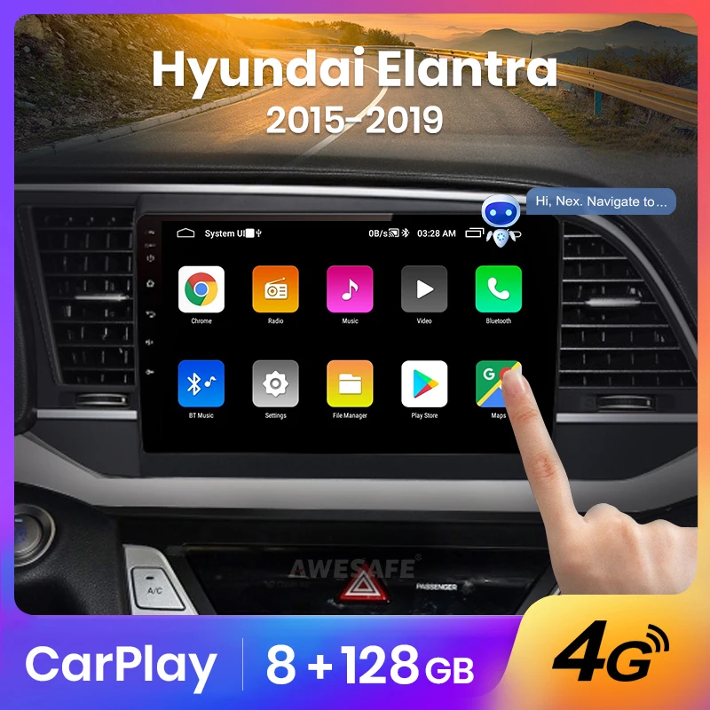 Автомагнитола AWESAFE 2 din Android для Hyundai Elantra 2015-2018 Carplay 4G GPS DSP Авторадио | Автомобили и