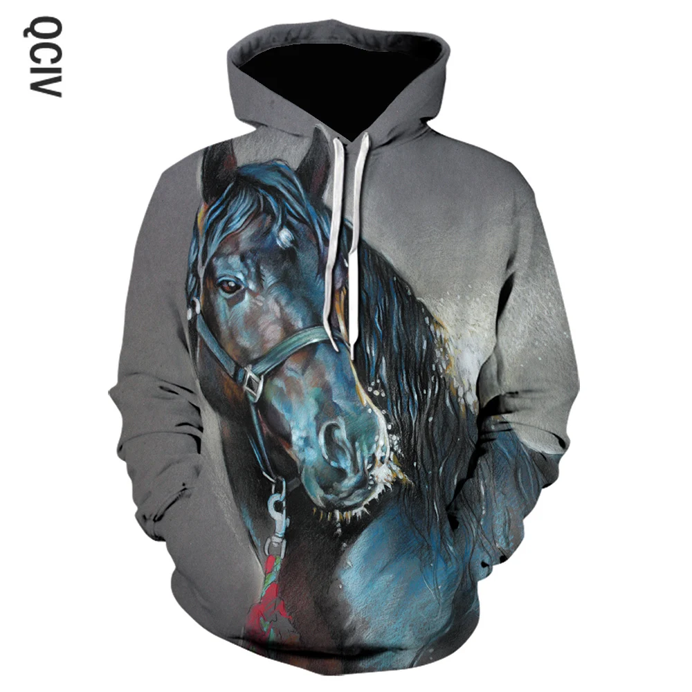 

3D Animal Horse Men/women Hoodies Casual Summer Hooded Sweatshirts Long Sleeve Polyester Men Hoodies Custom Tracksuit 5XL
