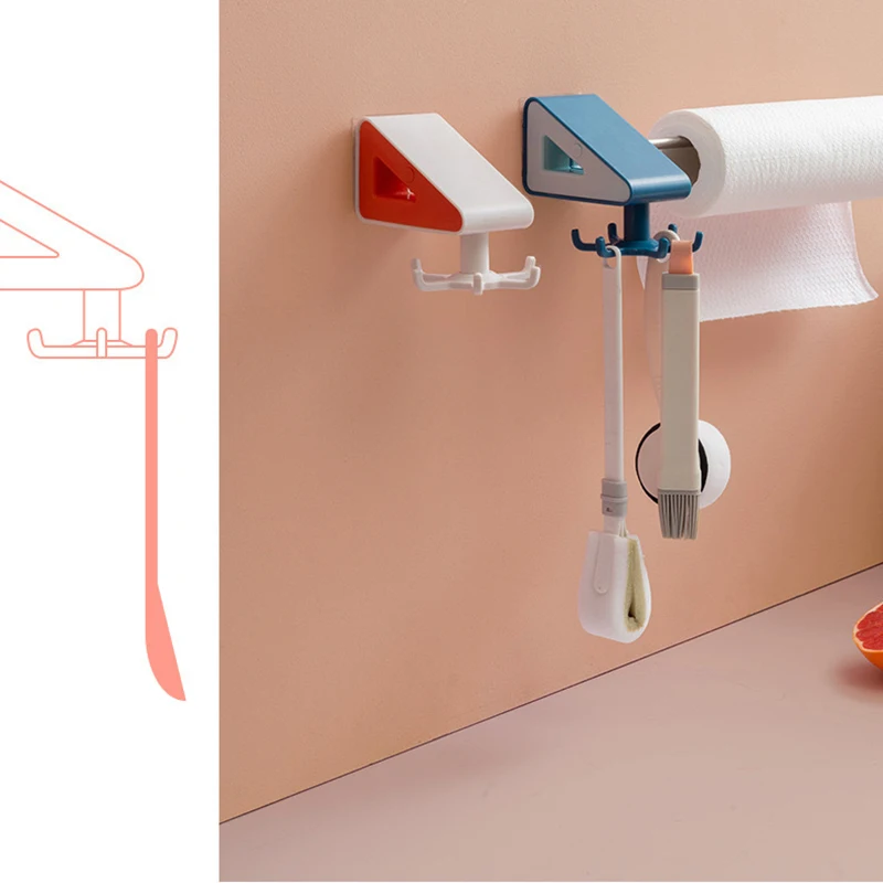 

Seamless Rotating Hook With Steel Pipe No Drilling Multipurpose Kitchen Bathroom Home Wall Hook K888
