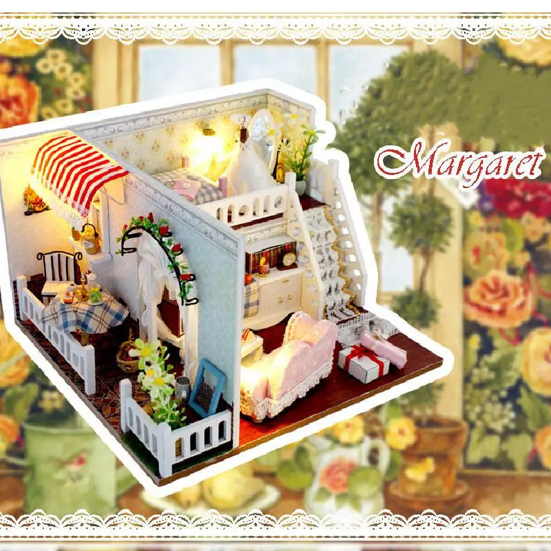 

DIY house Marguerite handmade wooden crafts home creative birthday girlfriend gift building model ornament wooden toys