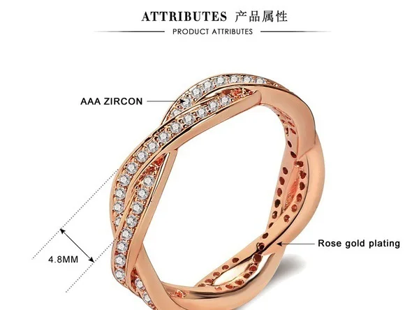 Лидер продаж модное кольцо цвета розового золота и серебра круглое вечности