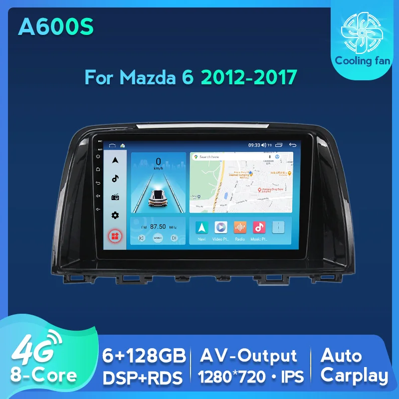 

Автомагнитола 2DIN, Android 11, без DVD-проигрывателя для MAZDA6 Mazda 6 2012-2017, Av-выход, 6 ГБ + 128 Гб, DSP RDS, 4G, LTE