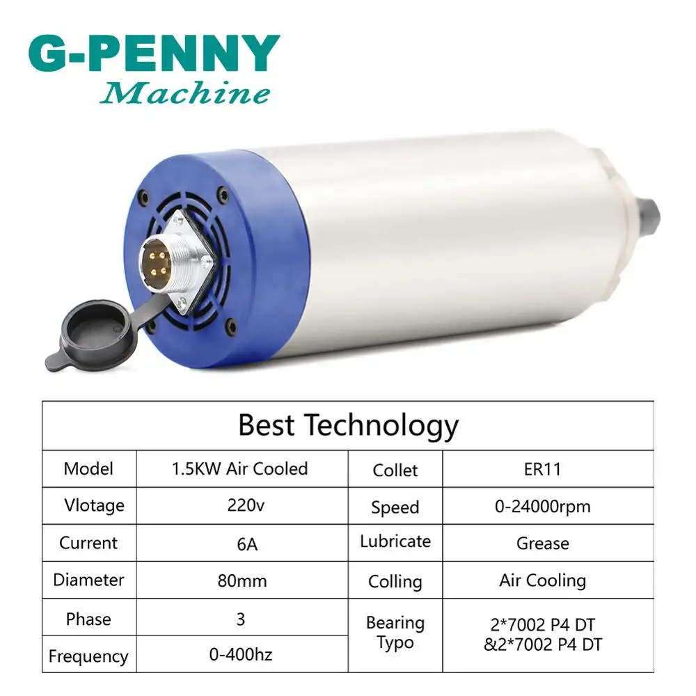 Новый продукт! Двигатель шпинделя с воздушным охлаждением 220 В 1 5 кВт ER11 80 мм 4