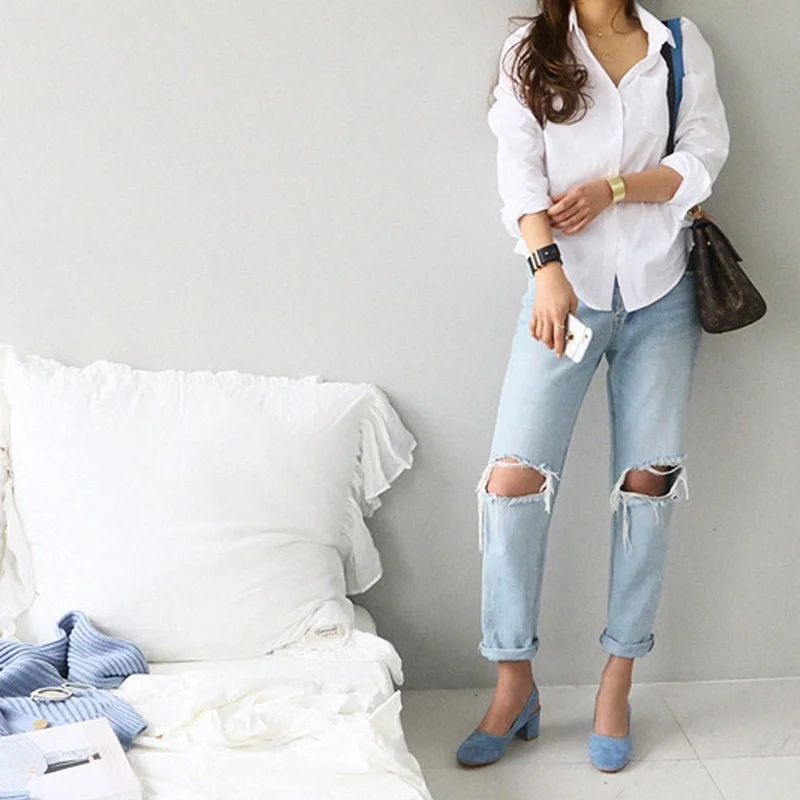 Plus Size Women Cotton Shirt Female Blouse Long Sleeve Top Casual Women Loose Pocket Blouses