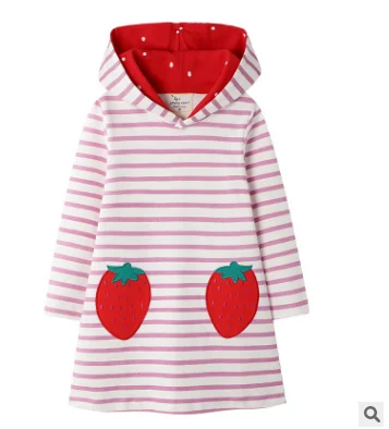 Strawberry Новинка; осеннее платье для девочек; в полоску; с капюшоном; для отдыха; - Цвет: Strawberry