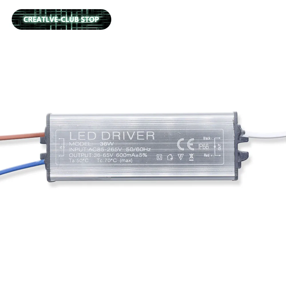 

LED Driver 600mA 36W For LEDs Power Supply AC85-265V Lighting Transformers For Outdoor waterproof Output 36-65V