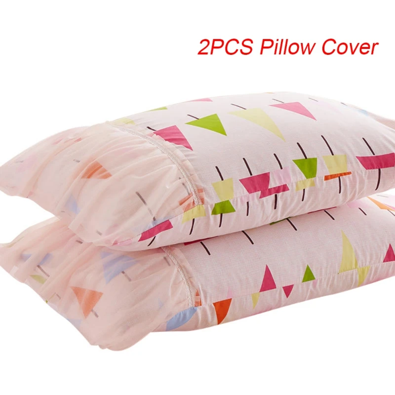 2pcs pillowcase Милое покрывало принцессы с принтом, кружевное постельное покрывало для детской комнаты, в горошек, постельные принадлежности с принтами деревьев, простыня для девочек и Набор наволочек - Цвет: 2pcs pillowcase