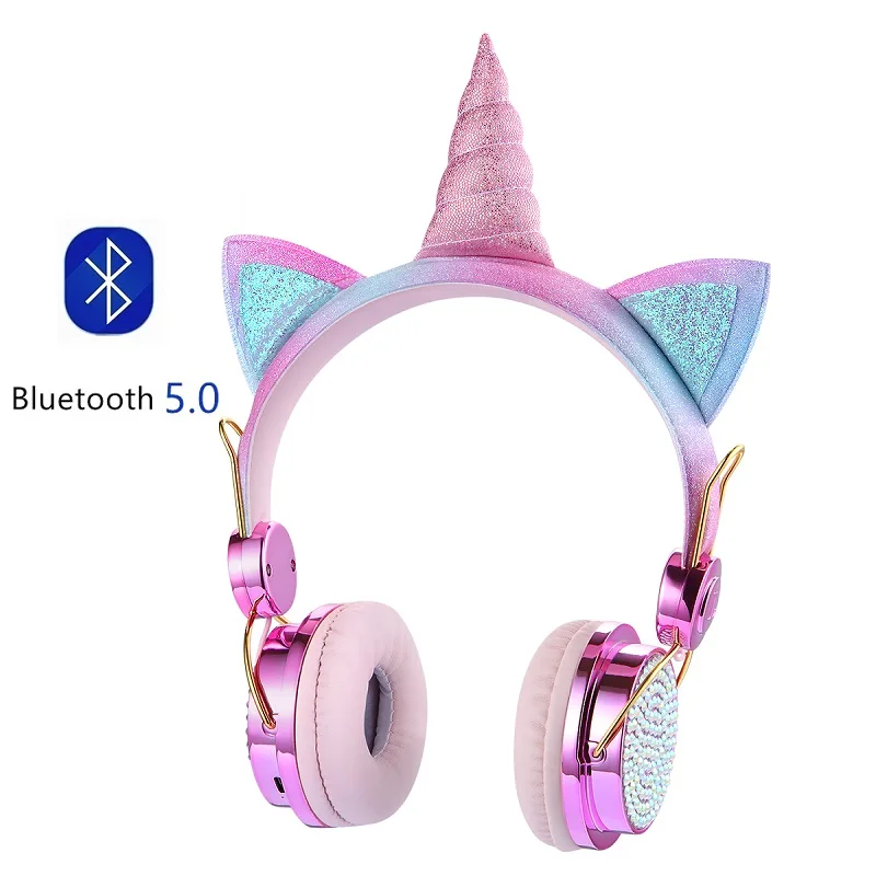 

Наушники с единорогом, Bluetooth 5,0, Симпатичные женские наушники Casco, беспроводная гарнитура с микрофоном, беспроводные наушники, рождественски...