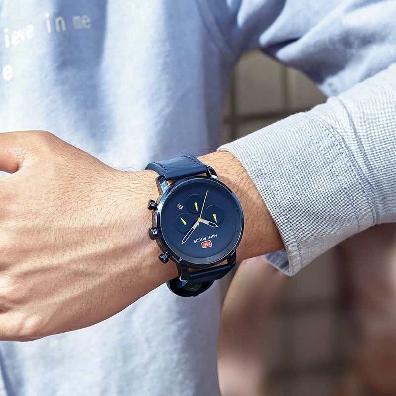 Мини фокус Модные кварцевые мужские часы Топ Бренд роскошные наручные хронограф