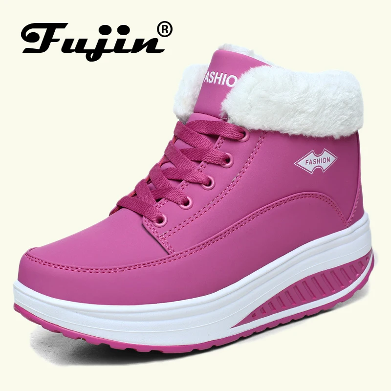 Женские зимние ботинки на меху Fujin теплые с Плюшевым Мехом шнуровке