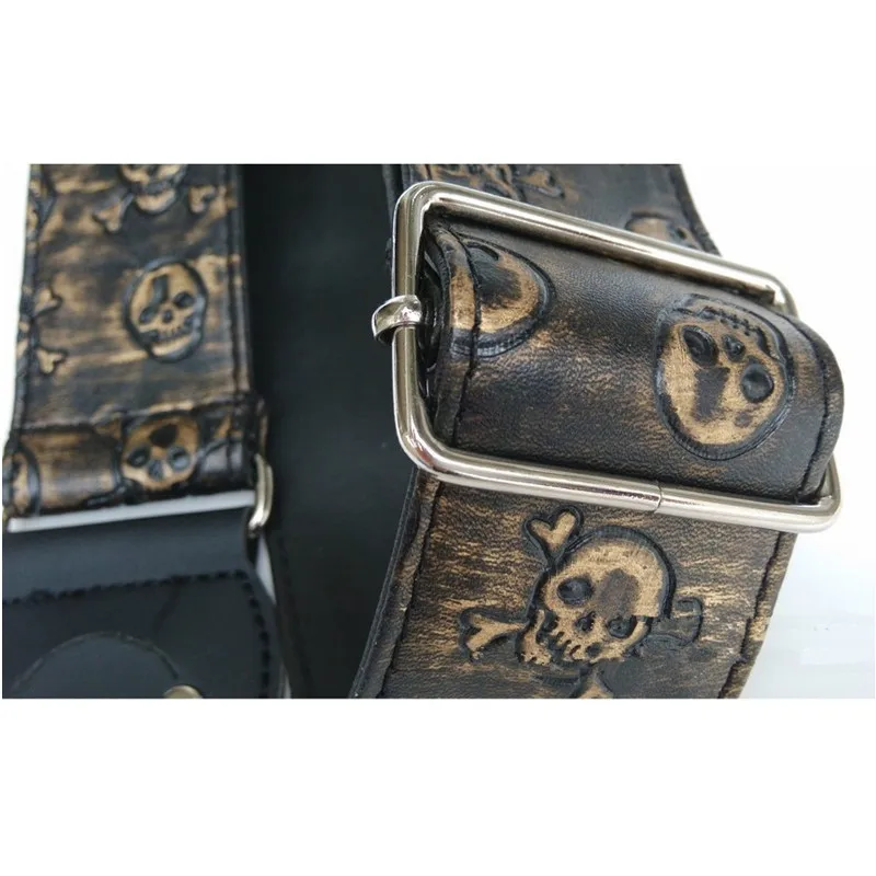 2 шт./лот золотистая и серебристая акустическая гитара с черепом ремешок для