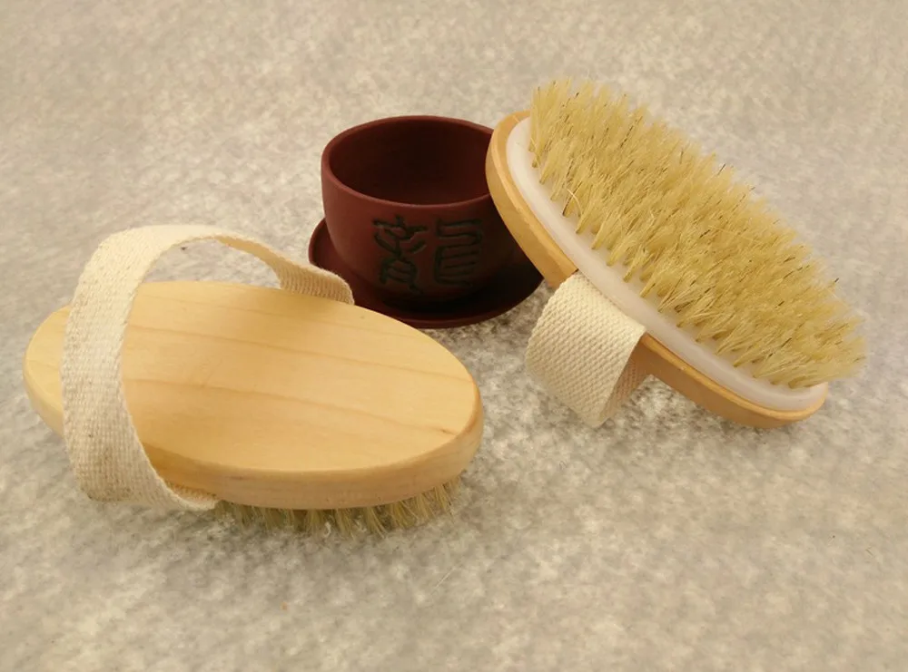 

Premium Natural Bristle Wooden Bath Shower Body Back Dry Skin Brush Spa Wooden + Boar-bristle Soft body cleaning brush new 97