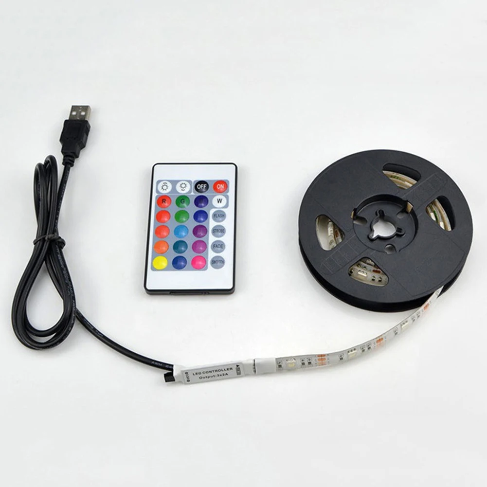 

LED Strip Light 1M/2M/3M 5V 5050 60SMD/M Super-bright RGB LED Strip Light Bar TV Back Lighting Kit+USB 24 Key Remote Control