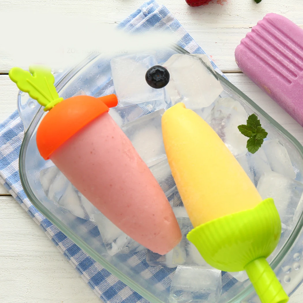 

Ice Cream Mold DIY carrot Shaped Environmental Frozen Pop Mold Creative Ice Cream Mold with Stick ans Lid Kitchen Tool