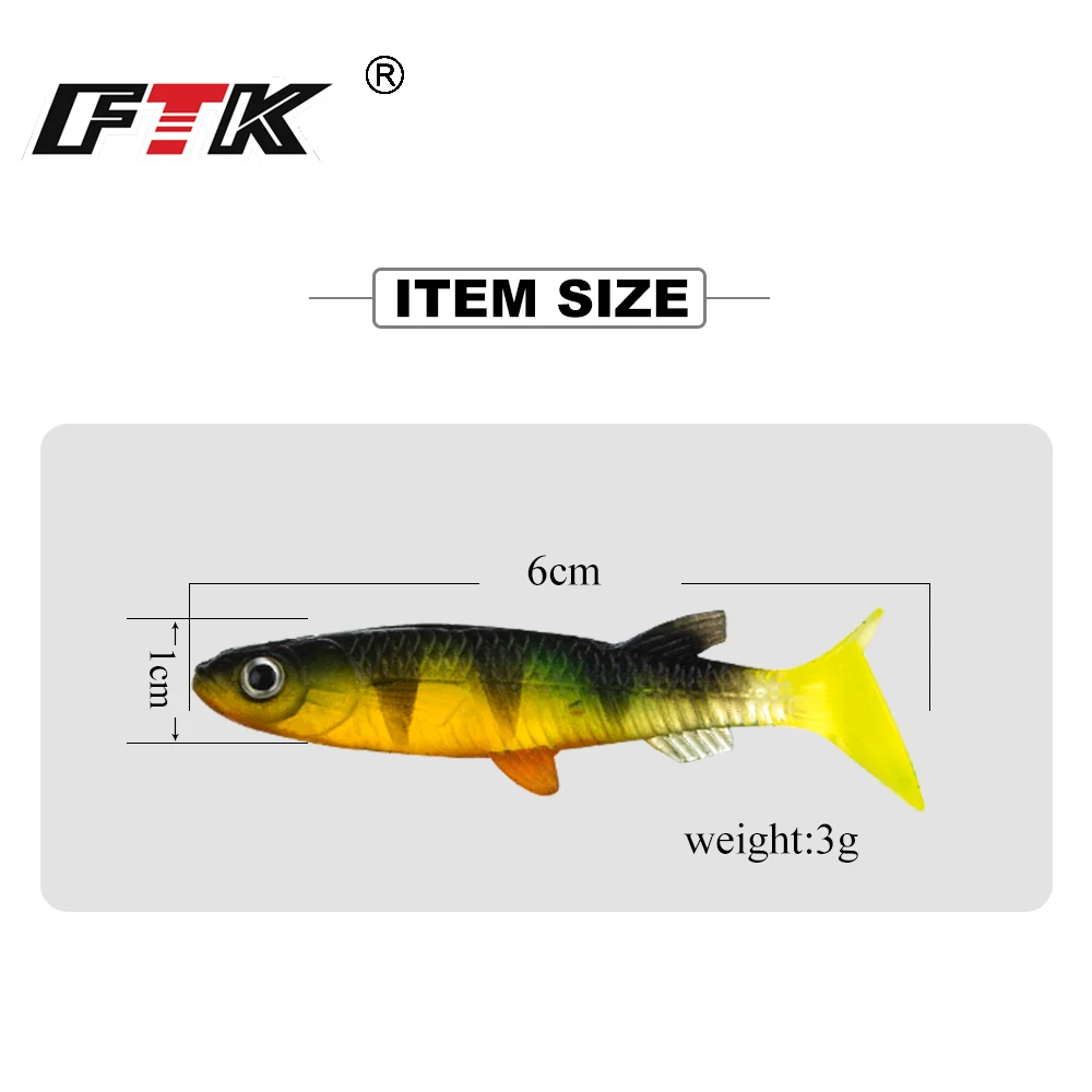 Приманка для рыбалки от FTK 6 см 15 шт/20 шт/25 шт Мягкая приманка Minnow Shad Fishlike