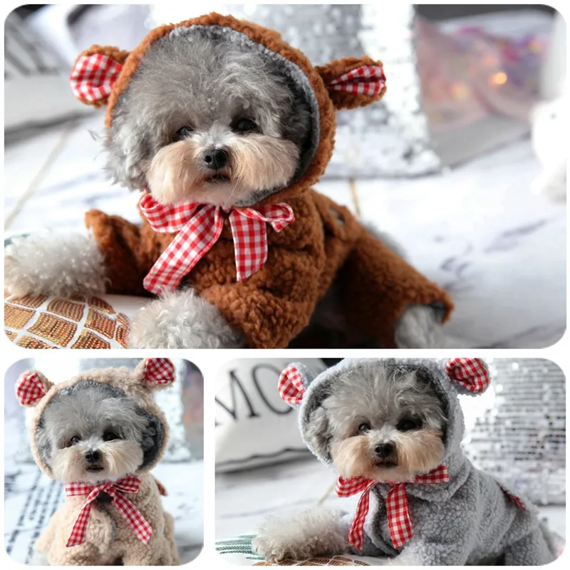 Зимняя одежда для собак толстовка пальто хлопковое с четырьмя ногами утепленная