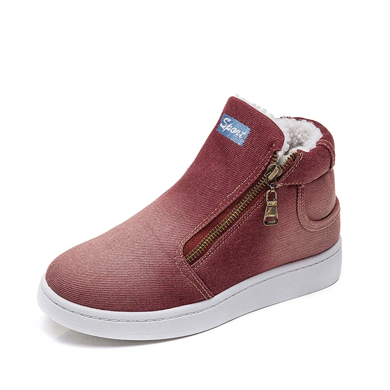 Женская зимняя теплая плюшевая обувь на плоской подошве из парусины Женские
