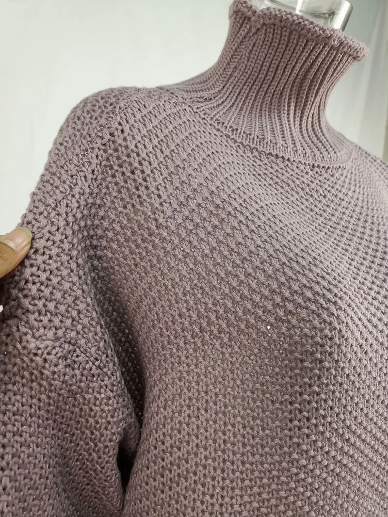 Женский Пушистый свитер Белый Трикотажный Джемпер с высоким воротником