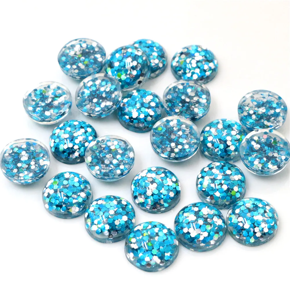 

40pcs 12mm New Fashion Peacock Blue, Green and White Mix color Flat Back Resin Cabochons Cameo G3-38