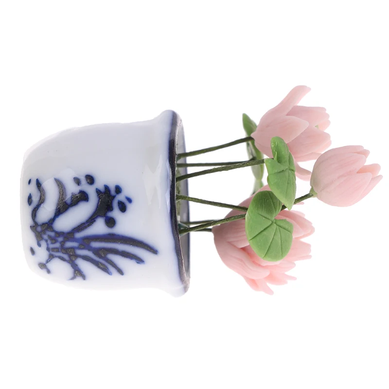 1:12 миниатюрный кукольный домик в горшке Лотос керамический цветочный горшок