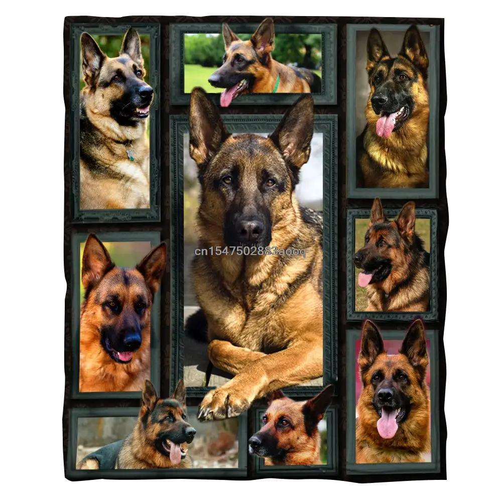 

German Shepherd Fleece Blanket 3D full printed Wearable Blanket Adults/kids Fleece Blanket Sherpa Blanket Drop Shipping